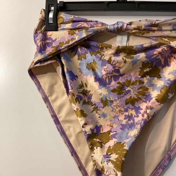 Zimmerman Bikini-Slip Knot High Waist Purple Multi Floral Bikini Bottom Size 8 - Picture 8 of 16